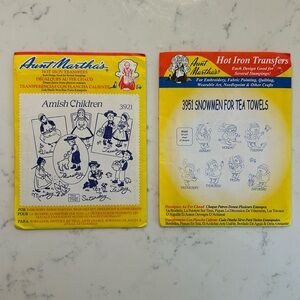 Hot Iron Transfers - Amish Children 3921 & 3951 Snowmen for Tea Towels